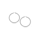 10k White Gold Polished Hoop Earrings (15 mm)-2