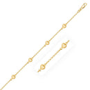 14k Yellow Gold Rolo Chain Bracelet with Puffed Heart Stations-3
