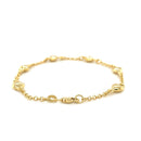 14k Yellow Gold Rolo Chain Bracelet with Puffed Heart Stations-4