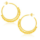 14k Yellow Gold Hoop Style Earrings with Dangling Sequins-2