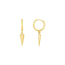 14K Yellow Gold Dangling Spike Drop Hoop Earrings-3