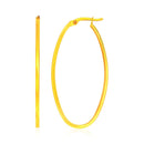 14k Yellow Gold Slim Oval Shape Hoop Earrings-2
