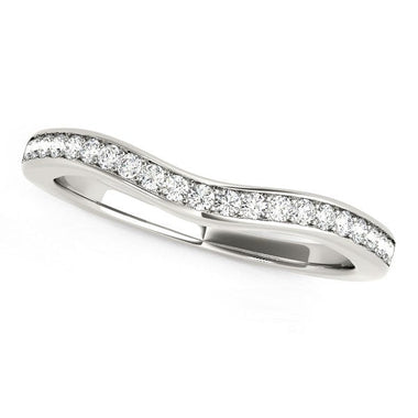 14k White Gold Curved Diamond Wedding Band (1/6 cttw) - 0