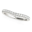 14k White Gold Pave Set Round Curved Wedding Band (1/4 cttw)-2