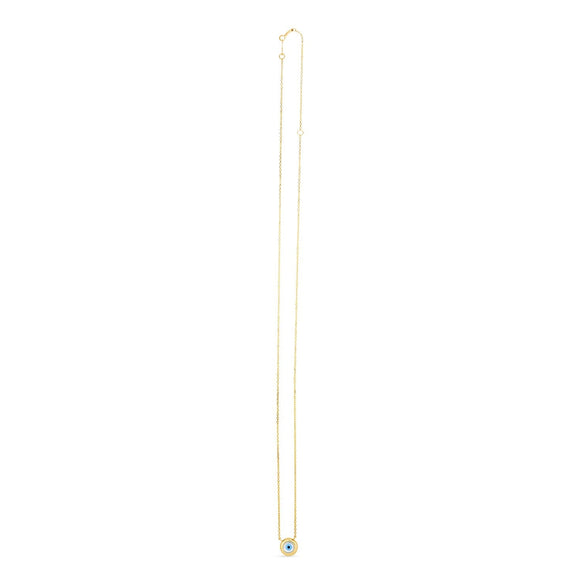 14k Yellow Gold MOP Evil Eye Necklace