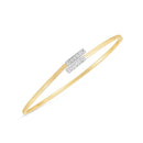 14k Two Tone Gold Diamond Bypass Bar Bangle (2.00 mm)-3