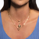 14k Yellow Gold Heart Element Paperclip Necklace-6
