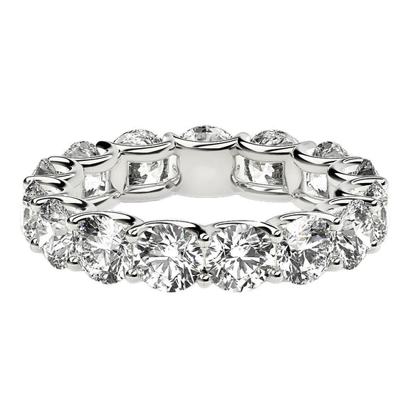 Round Cut Lab Grown Diamond Eternity Ring in 14k White Gold (5 cttw FG/VS2)