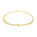 10k Yellow Gold Double Rolo Chain Anklet with an Open Heart Station-7