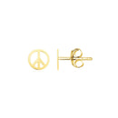 14k Yellow Gold Post Earrings with Peace Signs-2