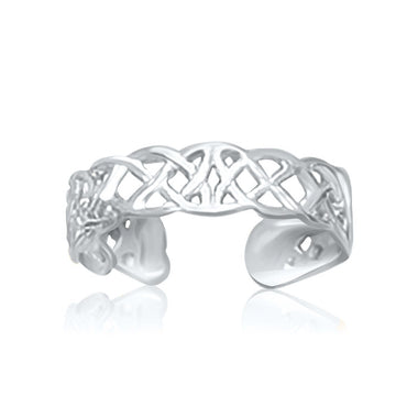 14k White Gold Toe Ring in a Celtic Knot Style - 0