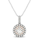 Round Shape Halo Diamond Pendant in 14k White and Rose Gold (1/2 cttw)-5