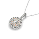 Round Shape Halo Diamond Pendant in 14k White and Rose Gold (1/2 cttw)-6