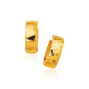 14k Yellow Gold Textured and Polished Hoop Earrings-2