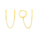 14k Yellow Gold Two Hole Huggie Style Hoop Earrings-3