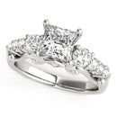 14k White Gold 3 Stone Antique Design Diamond Engagement Ring (1 3/4 cttw)-3