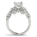 14k White Gold 3 Stone Antique Design Diamond Engagement Ring (1 3/4 cttw)-4