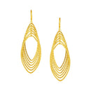 14k Yellow Gold Post Earrings with Textured Marquise Shapes-2