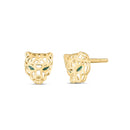 14k Yellow Gold Panther Head Stud Earrings-2