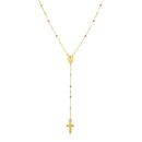 14k Tri Color Gold Lariat Rosary Necklace-5