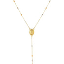14k Tri Color Gold Lariat Rosary Necklace-6