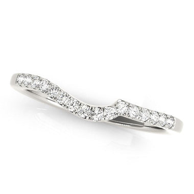 14k White Gold Curved Style Pave Diamond Wedding Ring (1/6 cttw) - 0