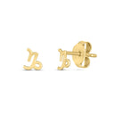 14k Yellow Gold Capricorn Stud Earrings-2