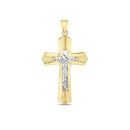 14k Two Tone Gold High Polish Diamond Cut Cross Pendant-3