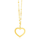 14k Yellow Gold Necklace with Reversible Heart Pendant-4