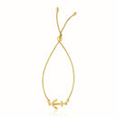 14k Yellow Gold Anchor Design Adjustable Lariat Bracelet-5