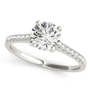 14k White Gold Single Row Scalloped Set Diamond Engagement Ring (1 1/8 cttw)-3