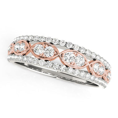 14k White And Rose Gold Doulbe Diamond Infinity Design Band (3/8 cttw) - 0