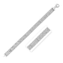 14k White Gold Faceted Panther Link Chain Bracelet-3