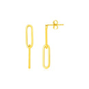 14K Yellow Gold Two Link Paperclip Chain Earrings-2