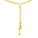 14k Yellow Gold Double Strand Chain with Puffed Heart Lariat Necklace-7