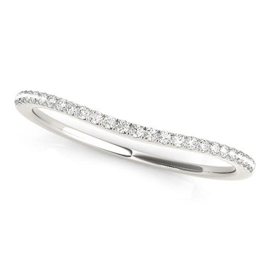 14k White Gold Pave Style Setting Curved Diamond Wedding Band (1/10 cttw) - 0