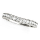 14k White Gold Bead Border Curved Diamond Wedding Ring (1/4 cttw)-2