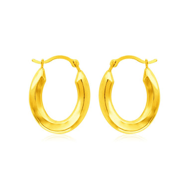 14k Yellow Gold Polished Oval Hoop Earrings - 0