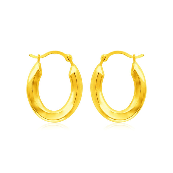 14k Yellow Gold Polished Oval Hoop Earrings
