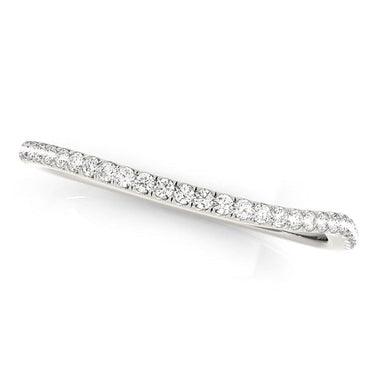 14k White Gold Slim Curved Diamond Wedding Ring (1/10 cttw) - 0
