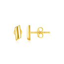 14k Yellow Gold Polished Rectangular Post Earrings-2