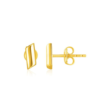 14k Yellow Gold Polished Rectangular Post Earrings - 0