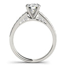 14k White Gold Single Row Prong Set Diamond Engagement Ring (1 3/8 cttw)-4