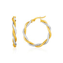 Two-Tone Twisted Wire Round Hoop Earrings in 10k Yellow and White Gold-2