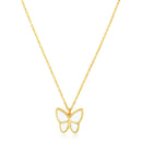 14k Yellow Gold High Polish Butterfly Peral Paste Necklace-4