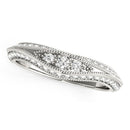 14k White Gold Curved Antique Style Diamond Wedding Ring (1/3 cttw)-2