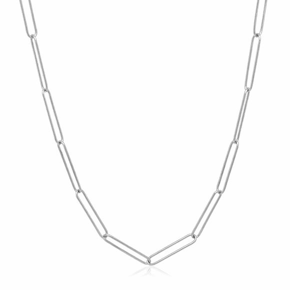 14k White Gold Wire Paperclip Chain (2.7mm)