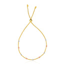 14k Tri-Color Gold Textured Bead Station Lariat Bracelet-3
