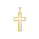 14k Two Tone Gold High Polish Diamond Cut Cross Pendant-3
