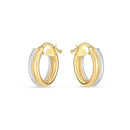 14k Two Tone Gold Double Round Hoops-4